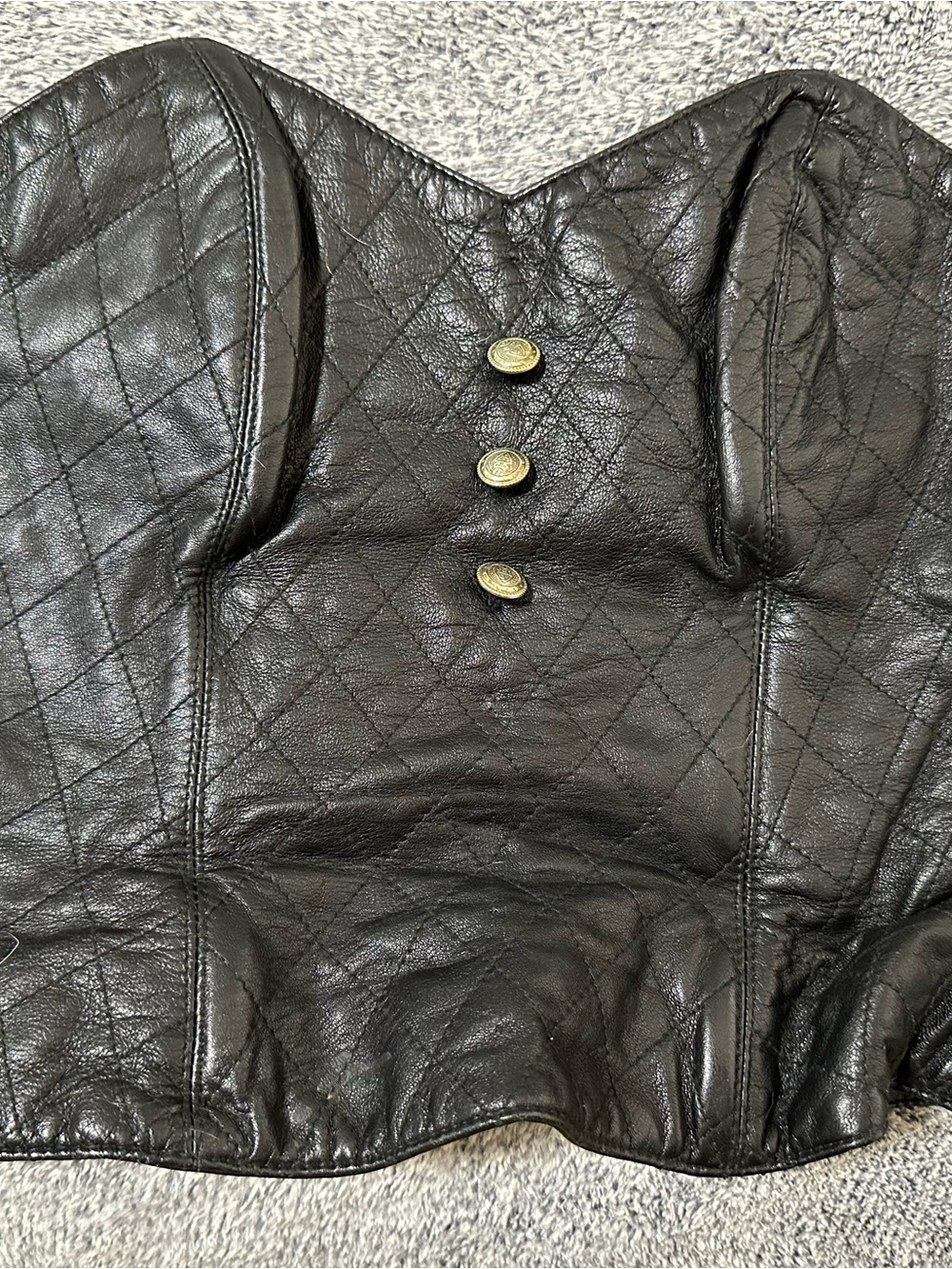 Tannery West Black Leather Corset Sleeveless Sweetheart Neckline Size Medium
